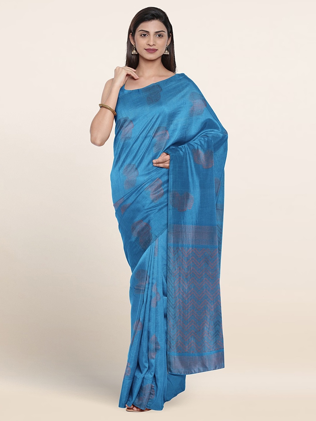 

Pothys Ethnic Motifs Woven Design Silk Cotton Saree, Blue