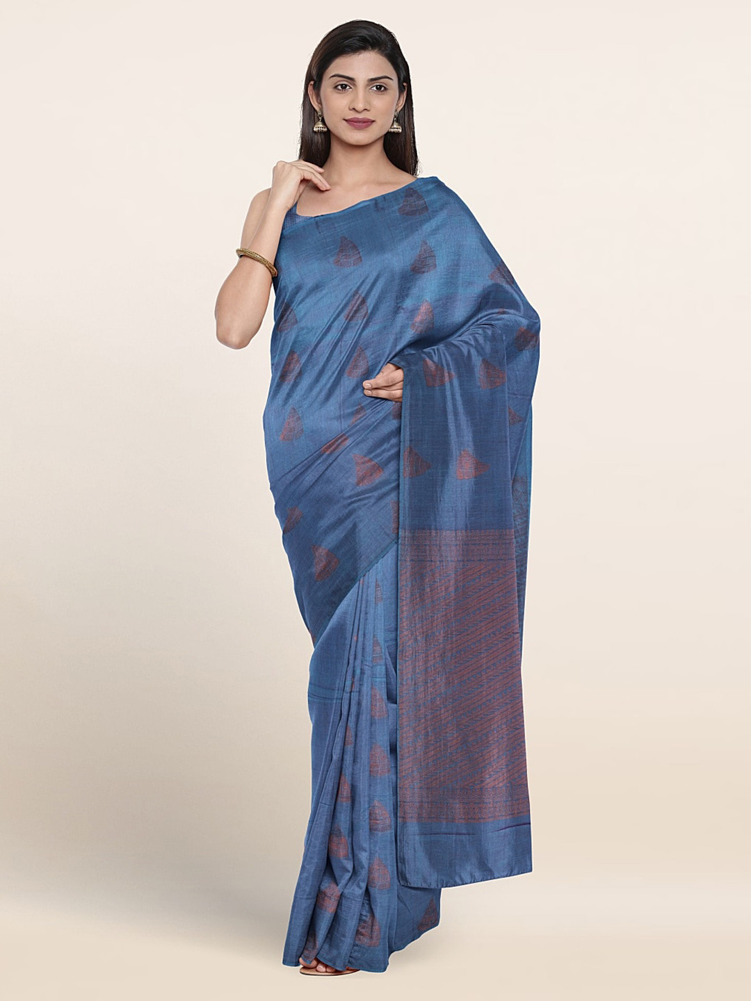 

Pothys Ethnic Motifs Woven Design Silk Cotton Saree, Blue