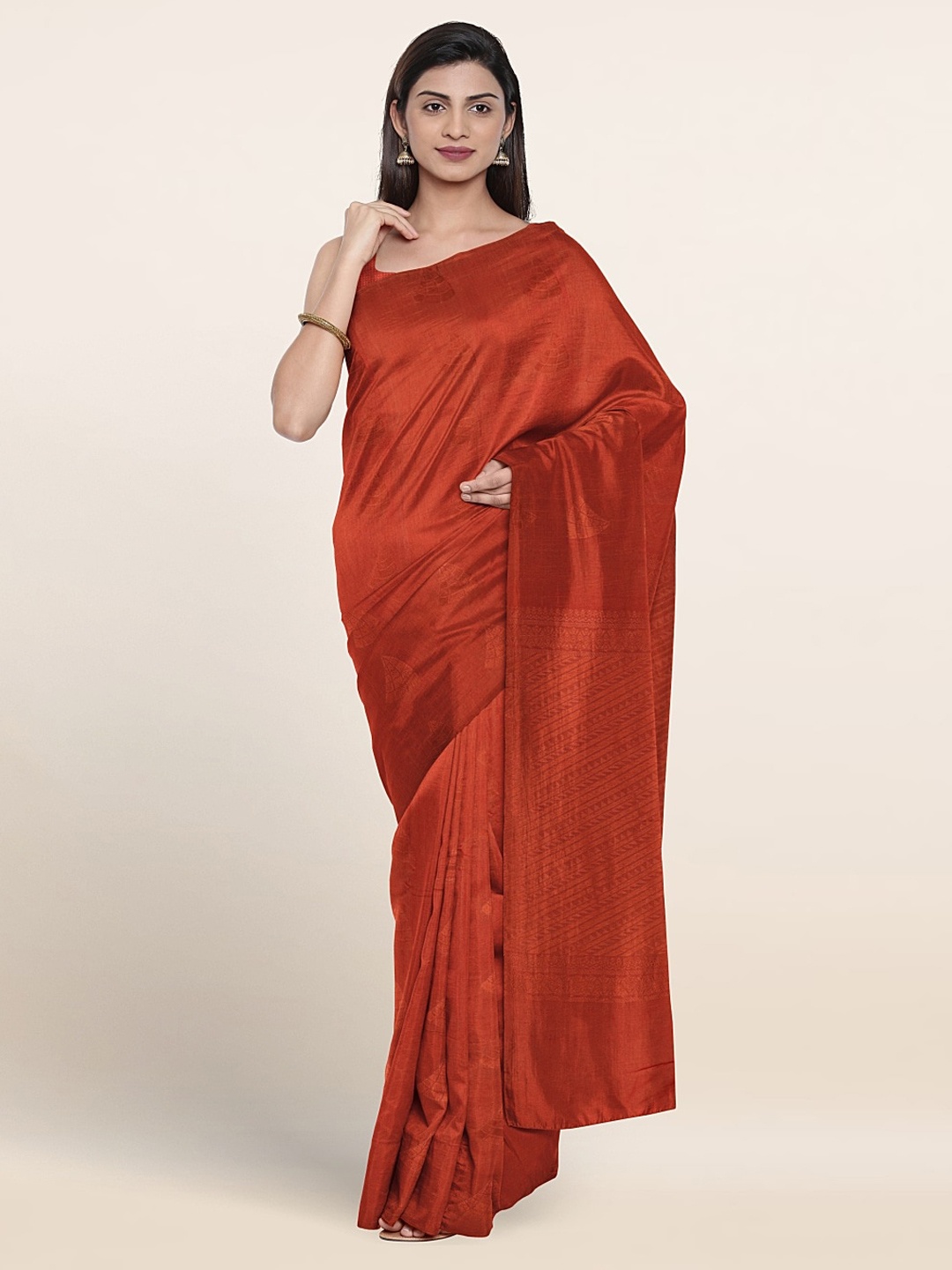 

Pothys Ethnic Motifs Woven Design Silk Cotton Saree, Red