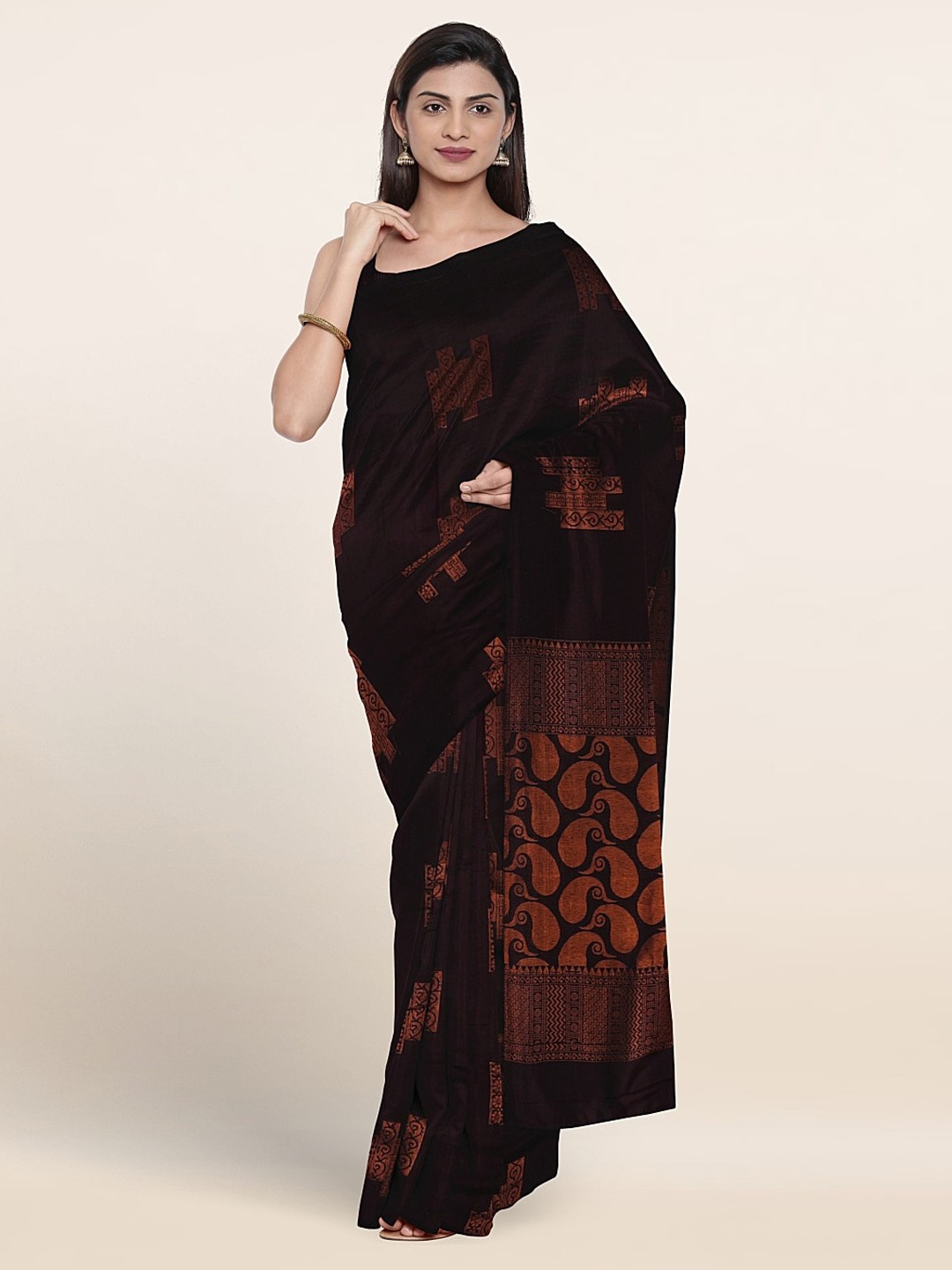 

Pothys Ethnic Motifs Woven Design Zari Silk Cotton Saree, Purple
