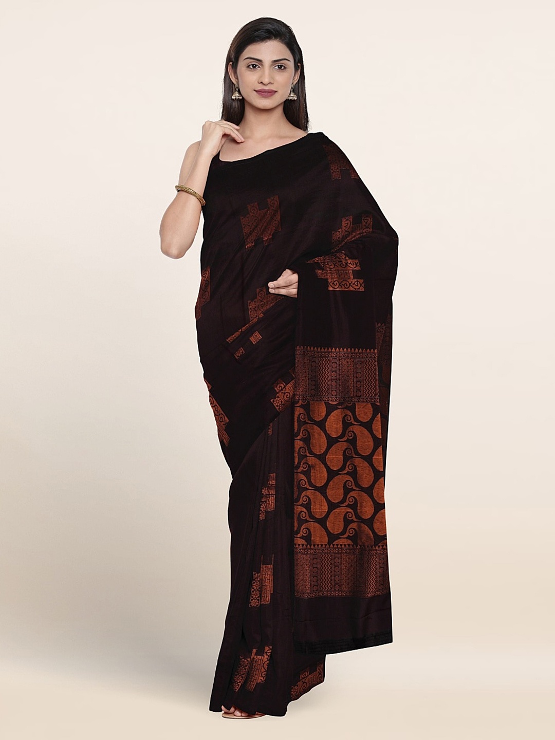 

Pothys Ethnic Motifs Woven Design Zari Silk Cotton Saree, Purple