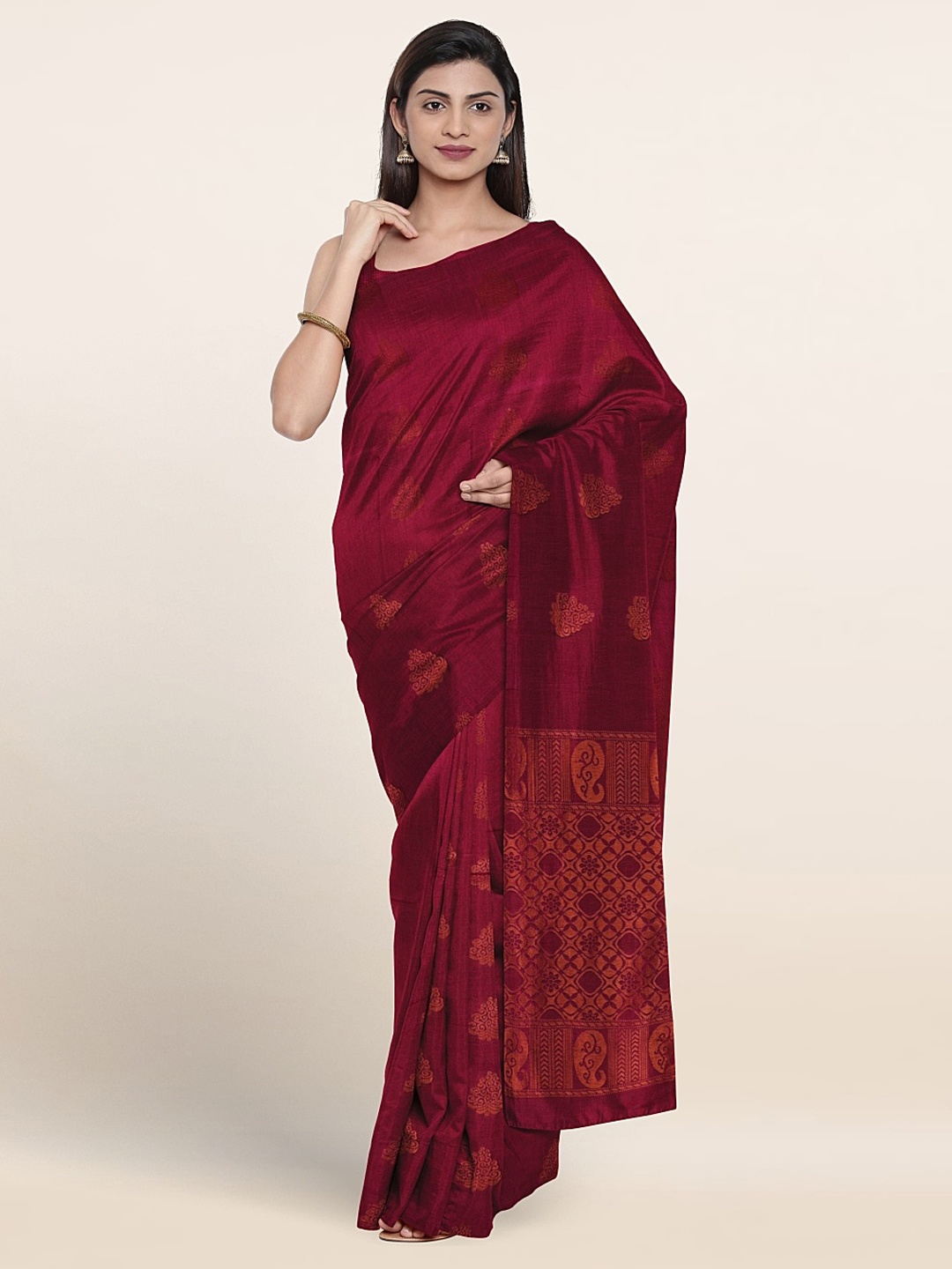 

Pothys Ethnic Motifs Woven Design Silk Cotton Saree, Maroon