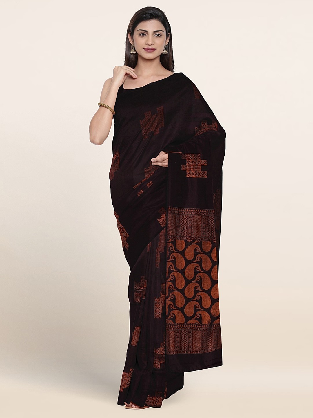 

Pothys Ethnic Motifs Woven Design Zari Silk Cotton Saree, Purple