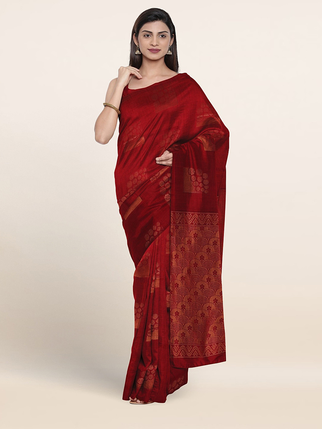 

Pothys Ethnic Motifs Woven Design Silk Cotton Saree, Maroon