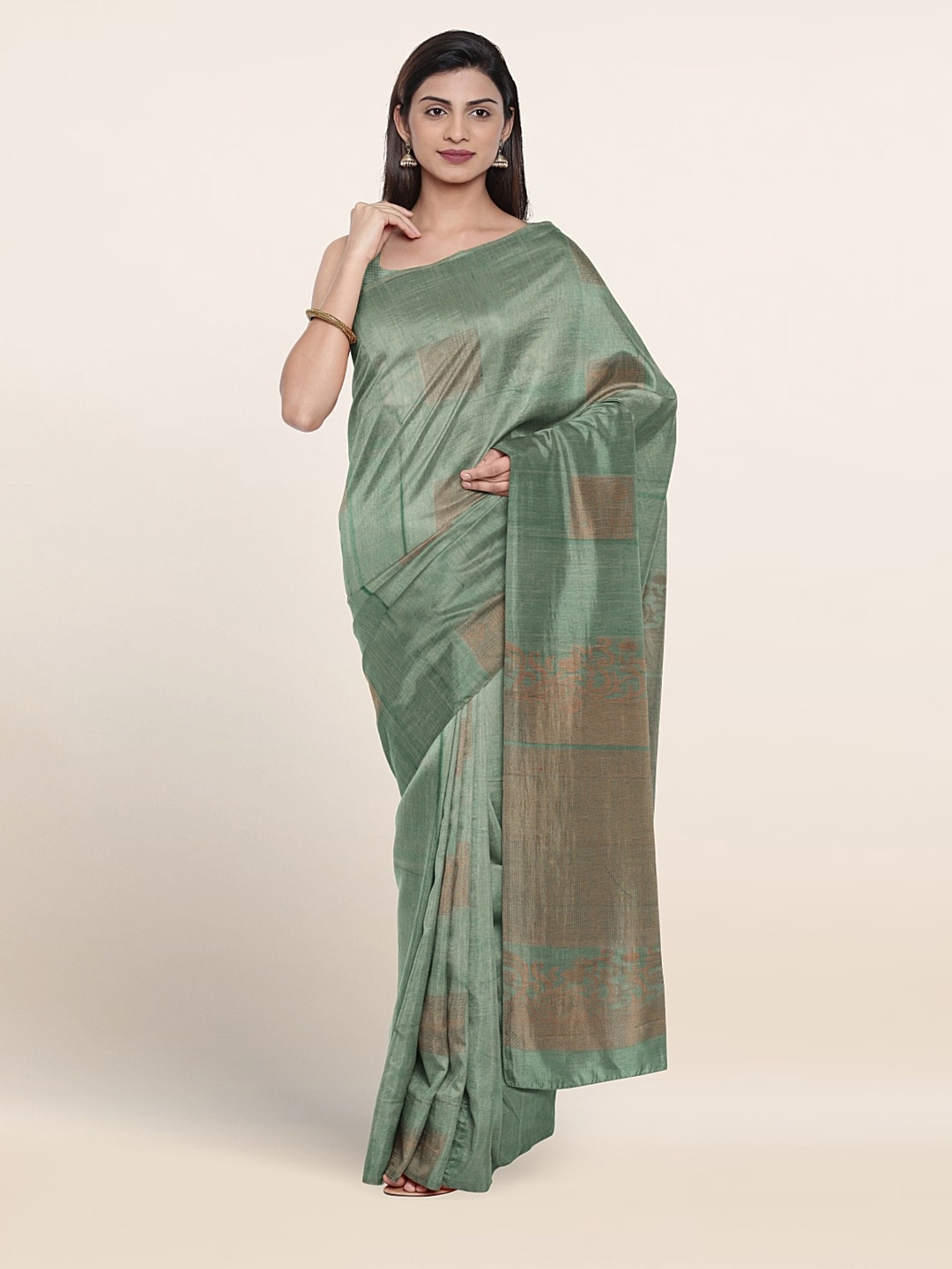 

Pothys Ethnic Motifs Woven Design Pure Silk Saree, Green