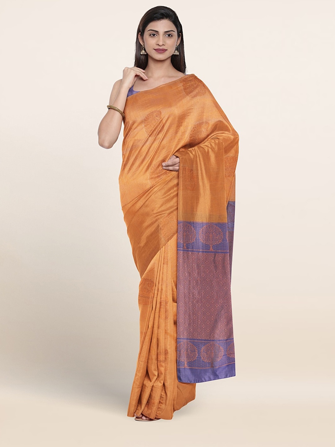 

Pothys Ethnic Motifs Woven Design Zari Silk Cotton Saree, Orange