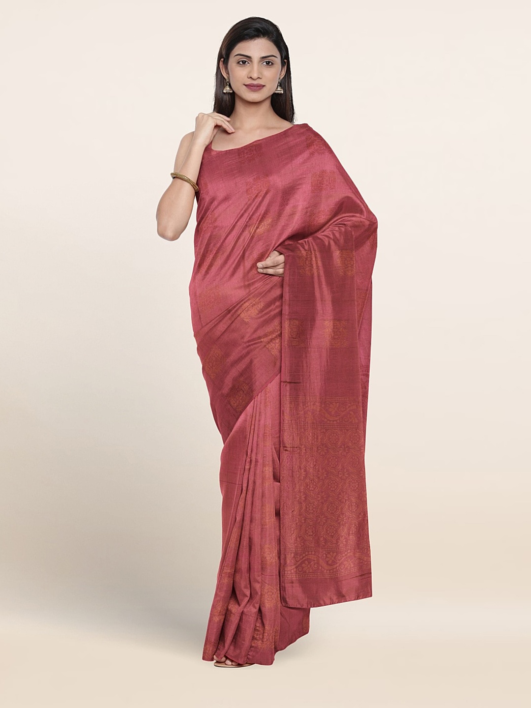 

Pothys Ethnic Motifs Woven Design Silk Cotton Saree, Pink