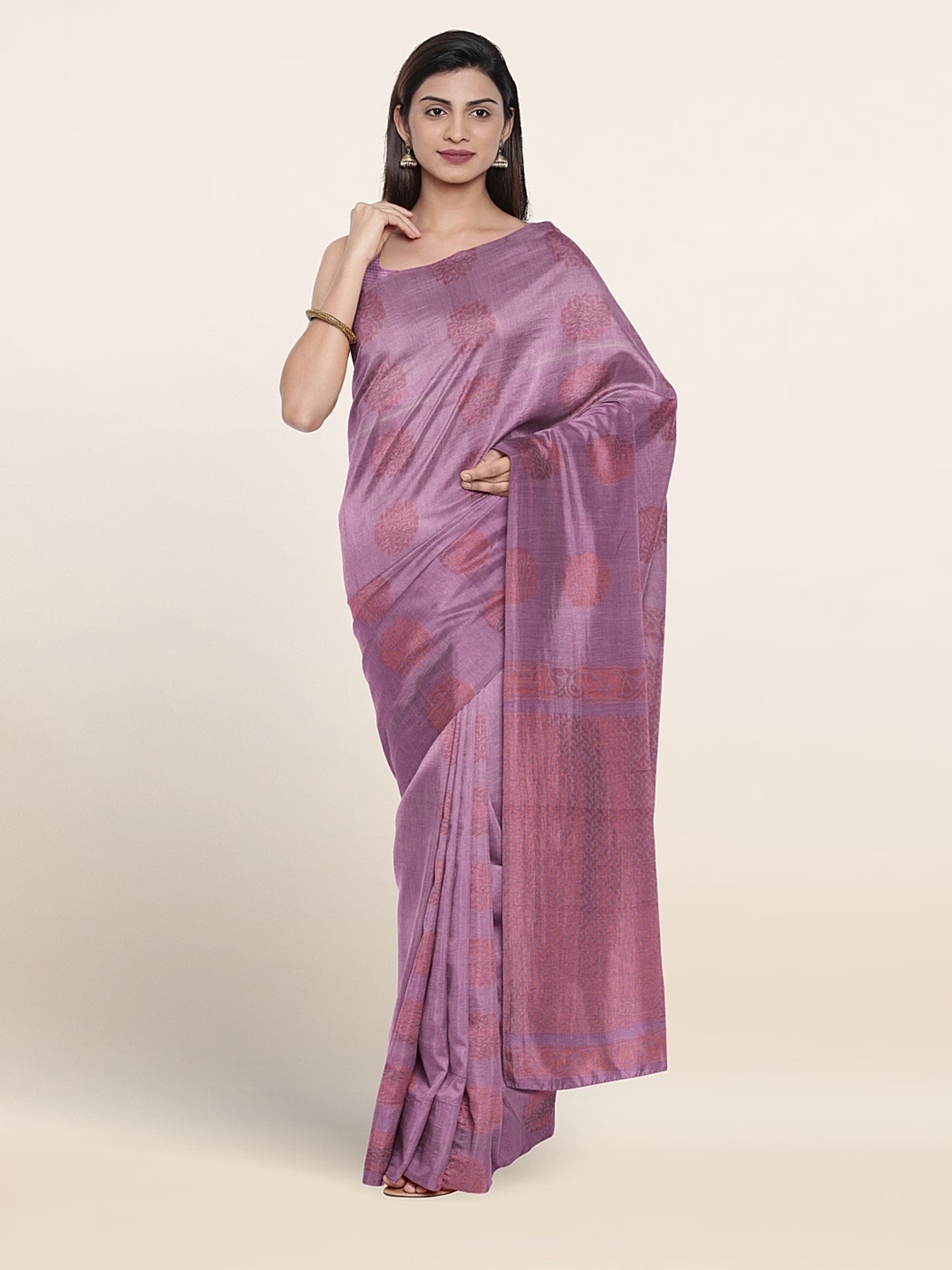 

Pothys Ethnic Motifs Woven Design Silk Cotton Saree, Lavender
