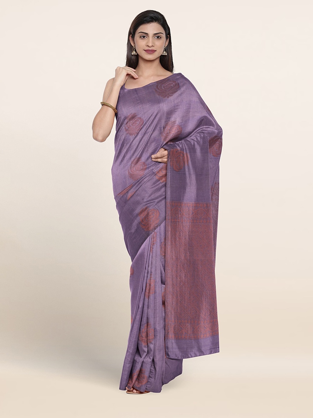 

Pothys Ethnic Motifs Woven Design Silk Cotton Saree, Lavender