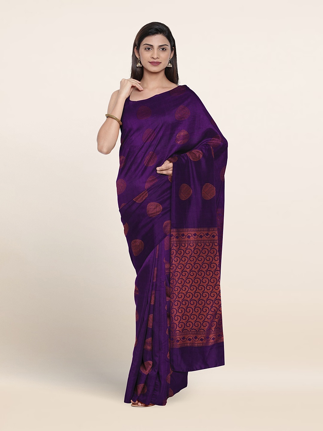 

Pothys Ethnic Motifs Woven Design Zari Silk Cotton Saree, Violet