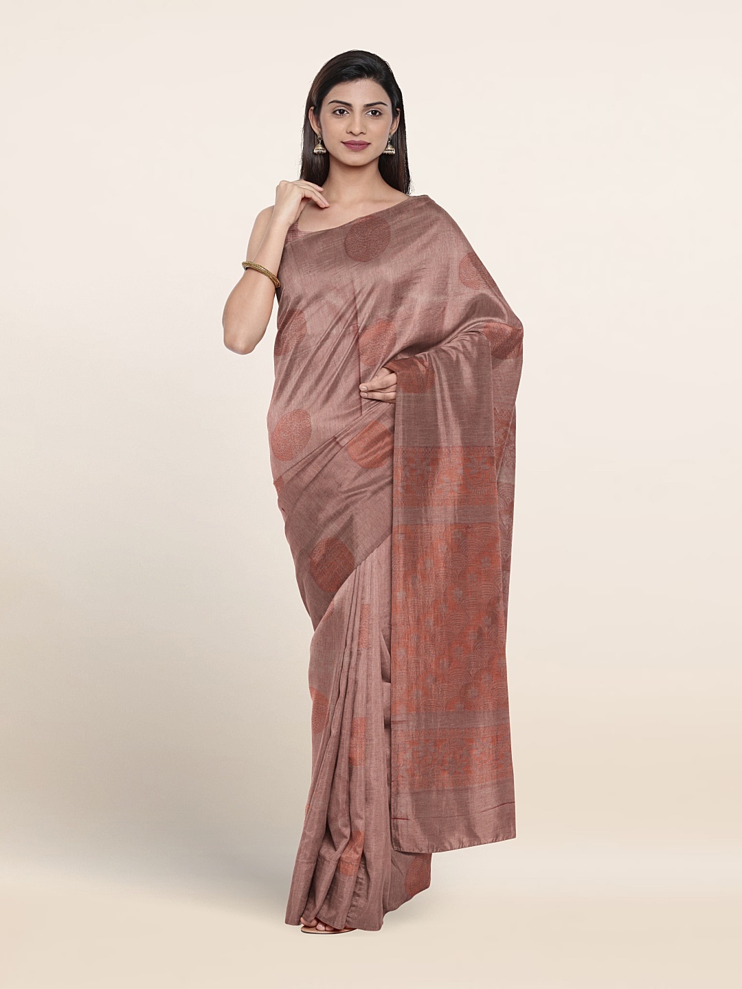 

Pothys Ethnic Motifs Woven Design Zari Silk Cotton Saree, Mauve