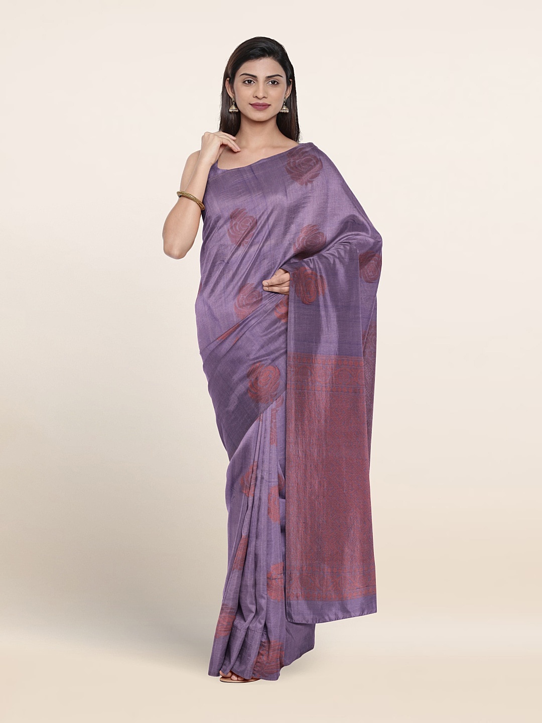 

Pothys Ethnic Motifs Woven Design Zari Silk Cotton Saree, Lavender