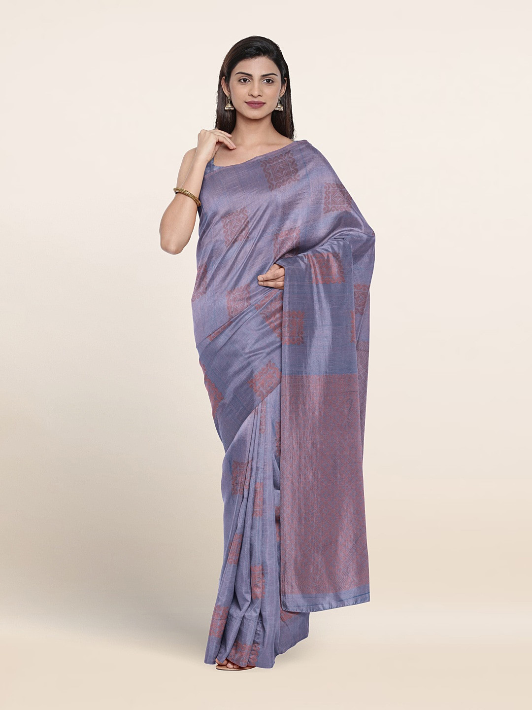 

Pothys Ethnic Motifs Woven Design Zari Silk Cotton Saree, Blue