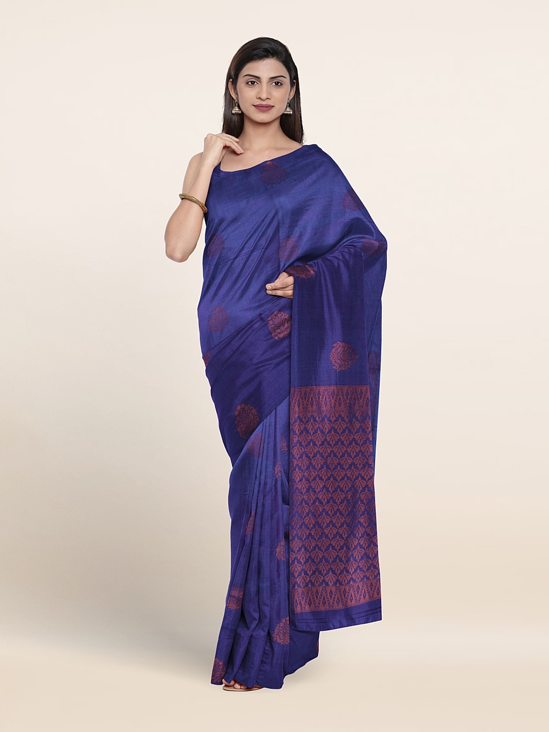 

Pothys Ethnic Motifs Woven Design Silk Cotton Saree, Blue