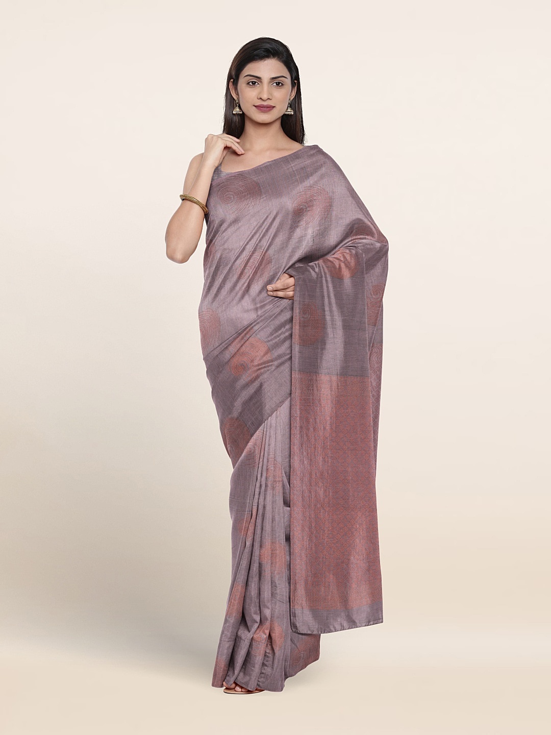 

Pothys Ethnic Motifs Woven Design Zari Pure Silk Saree, Lavender