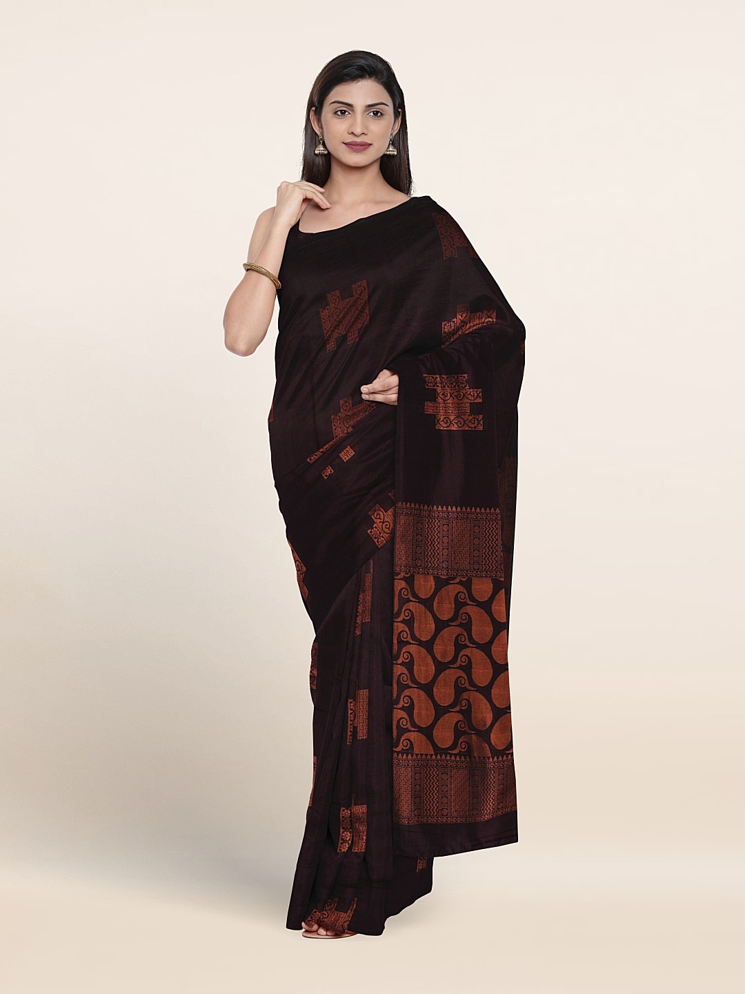 

Pothys Ethnic Motifs Woven Design Zari Silk Cotton Saree, Purple