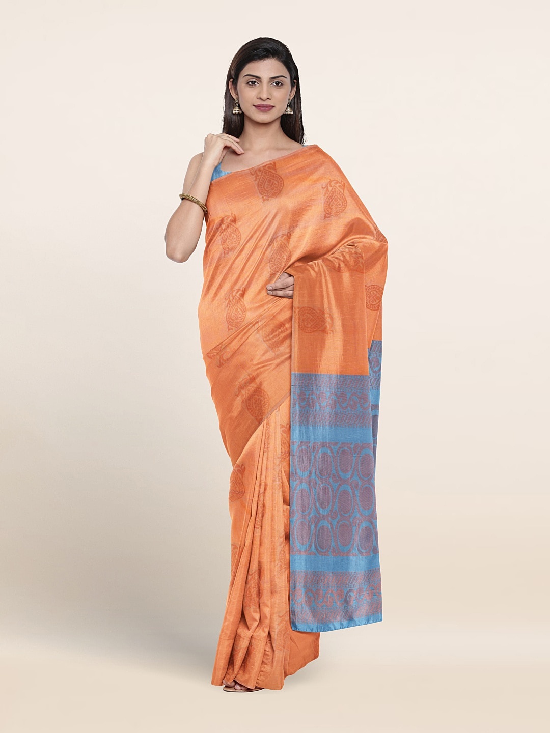 

Pothys Ethnic Motifs Woven Design Pure Silk Saree, Orange