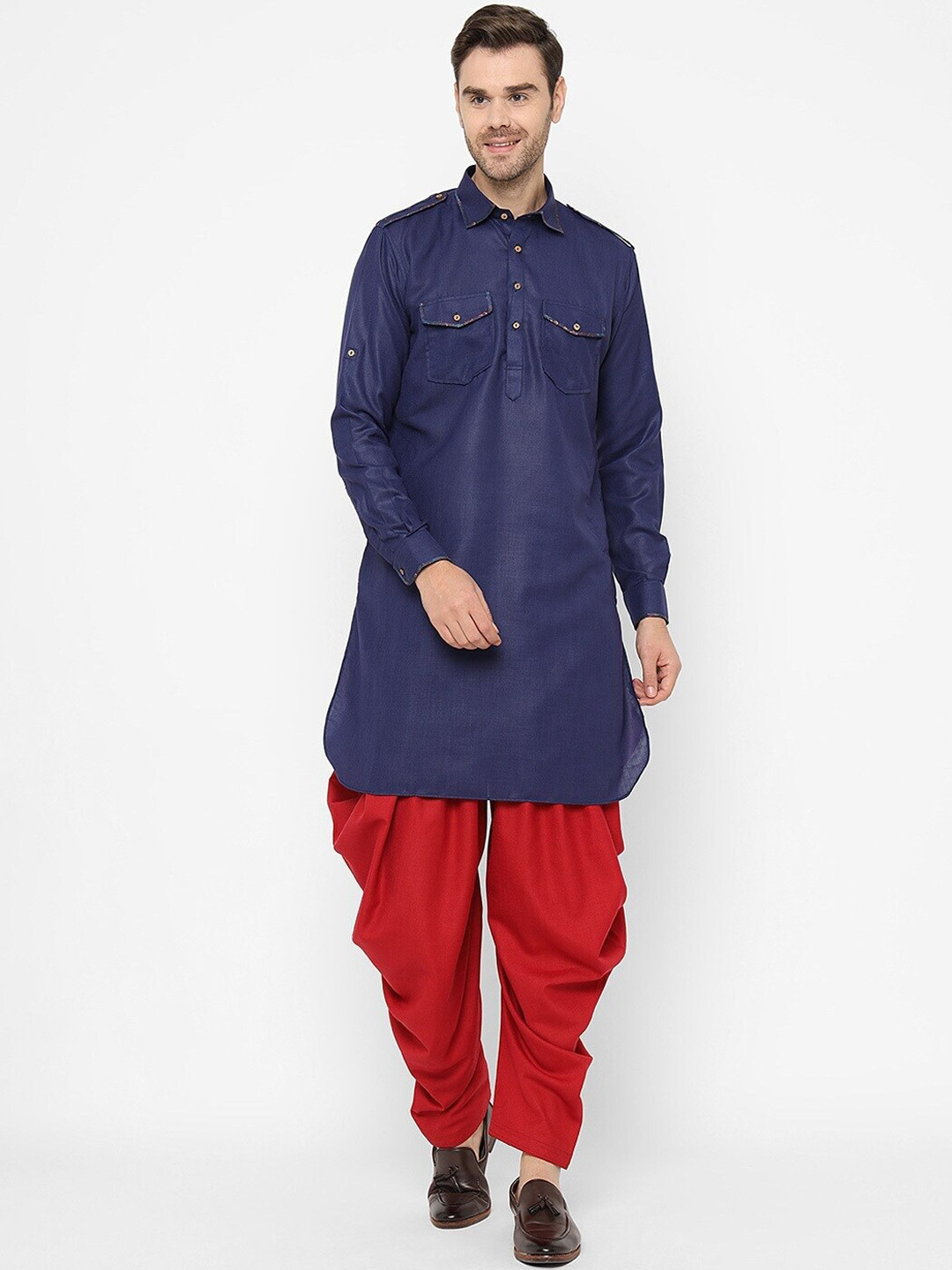 

Chitwan Mohan Men Pathani Kurta with Patiala, Blue