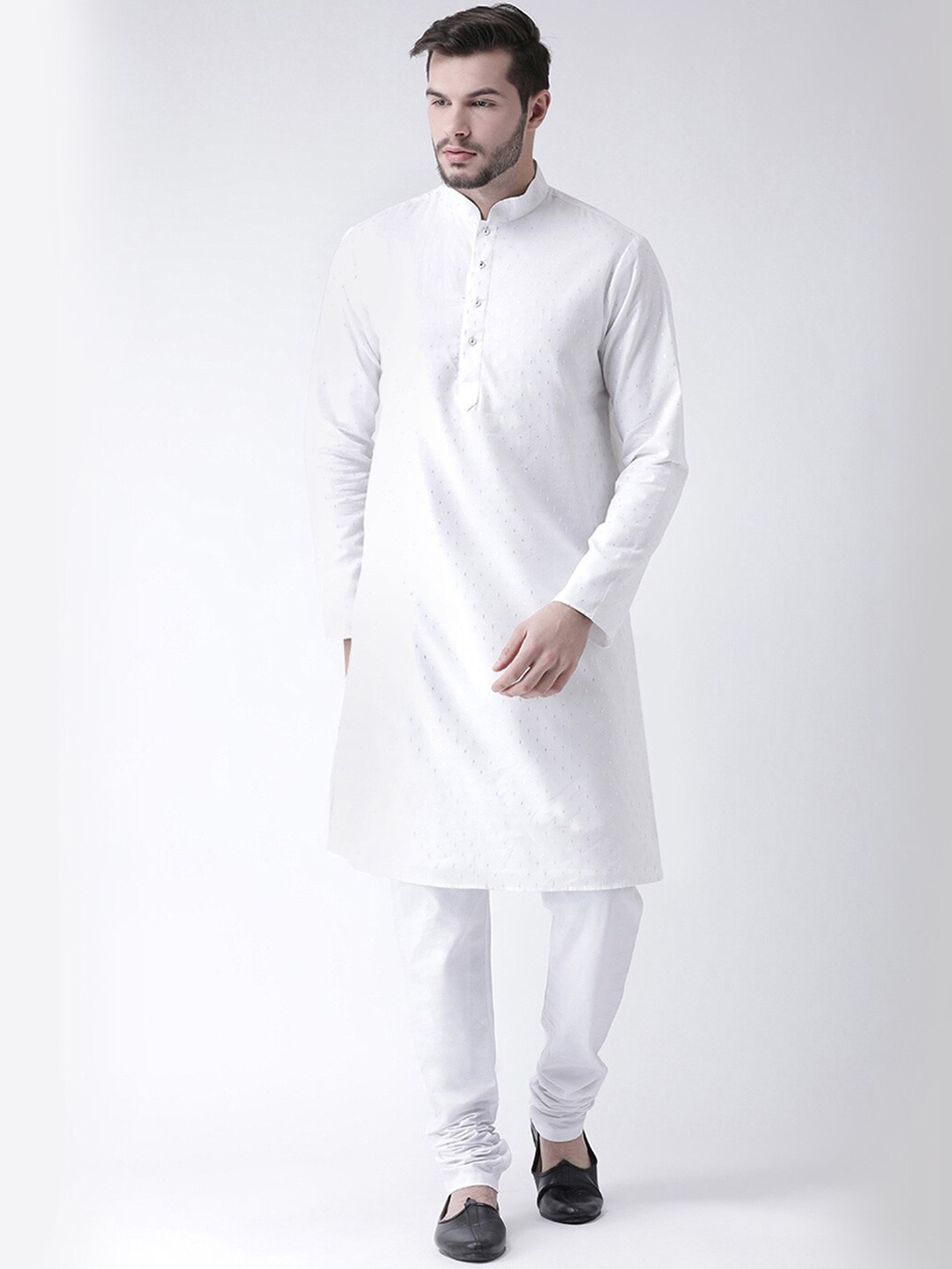 

Chitwan Mohan Men Printed Pure Cotton Straight Kurta with Churidar, White
