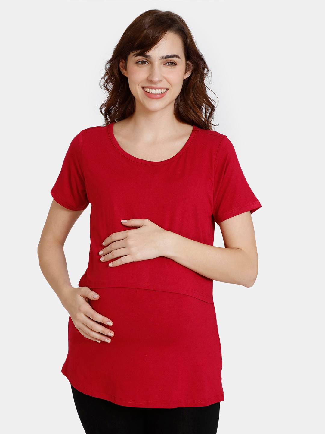 

Coucou by Zivame Round Neck Maternity Lounge T-shirt, Red