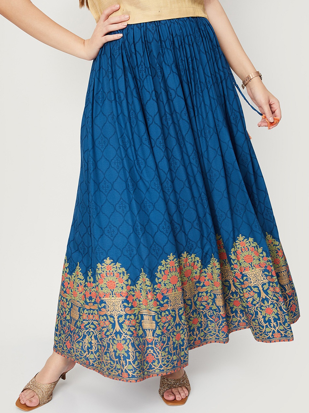 

max Printed Maxi Flared Skirts, Blue