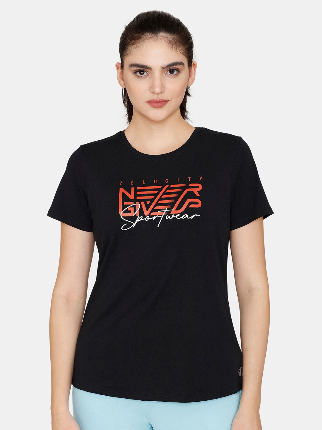 

Zelocity by Zivame Typography Printed T-Shirt, Black