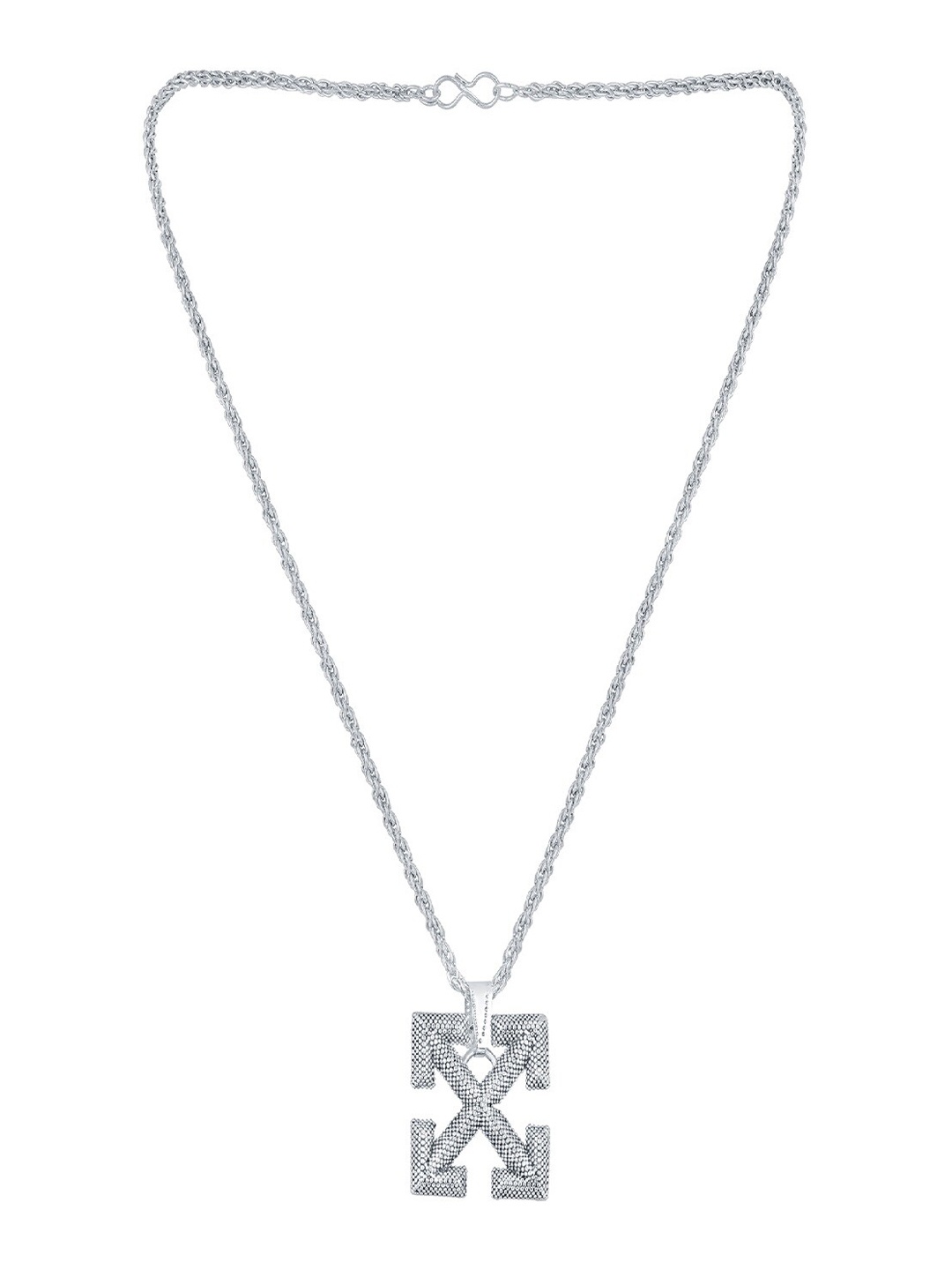 

Mahi Rhodium-Plated Arrow Shaped Pendant With Chain, Silver