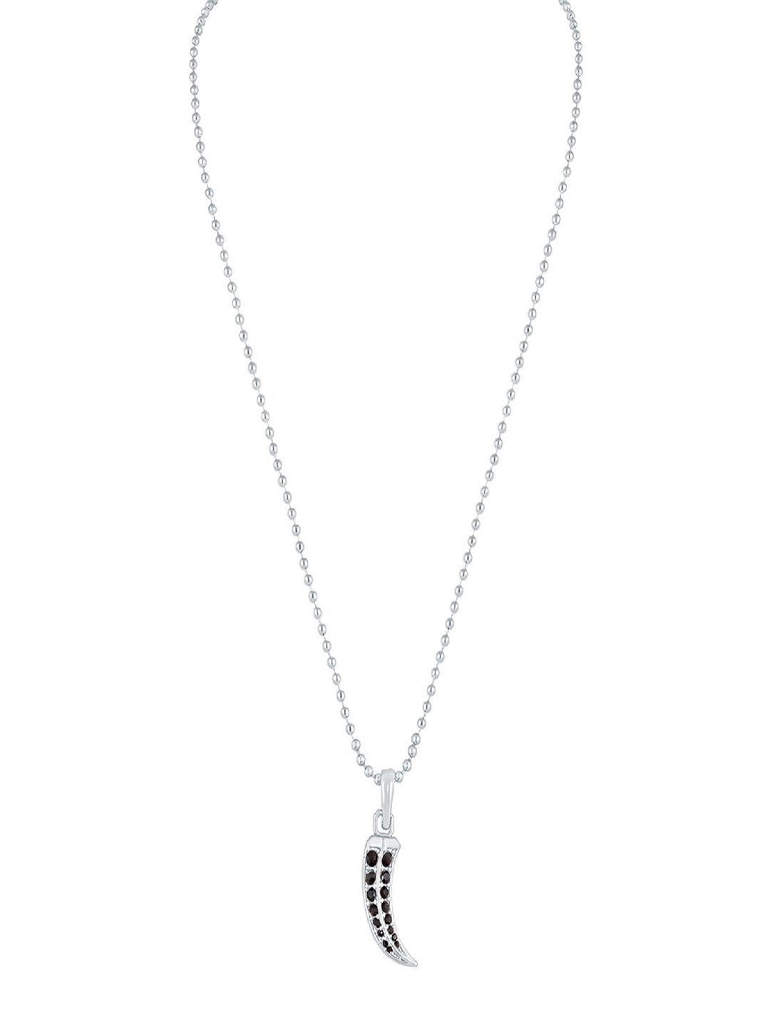 

Mahi Rhodium-Plated Claw Shaped Pendant With Chain, Black
