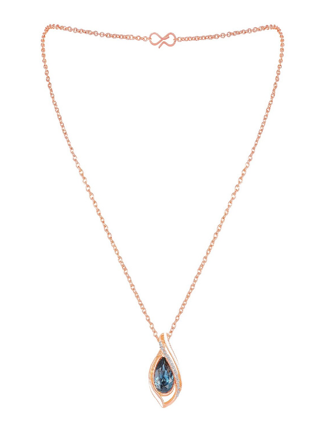 

Mahi Rose Gold-Plated & Stones Studded Pendant With Chain, Blue