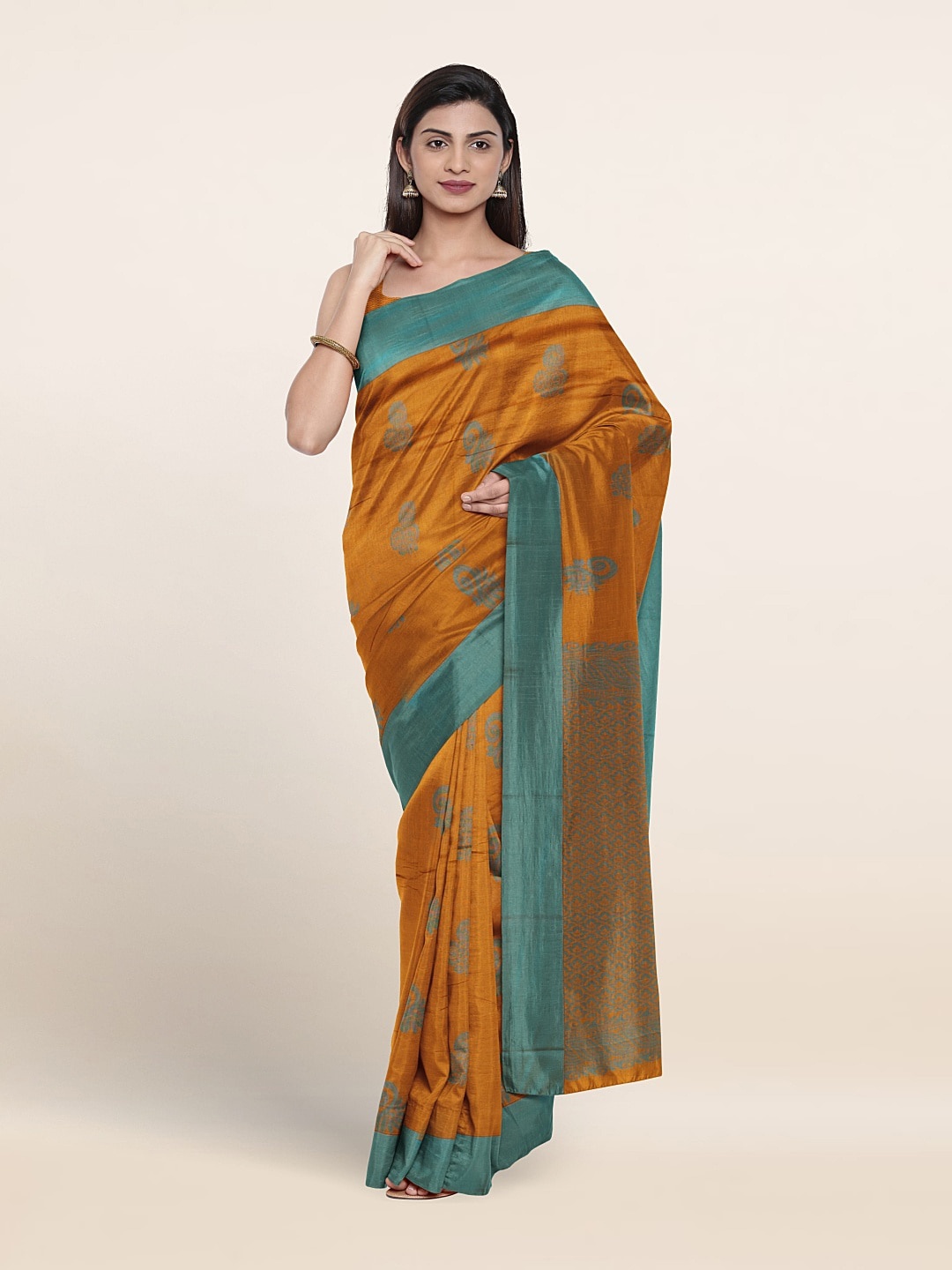 

Pothys Ethnic Motifs Woven Design Pure Silk Saree, Mustard