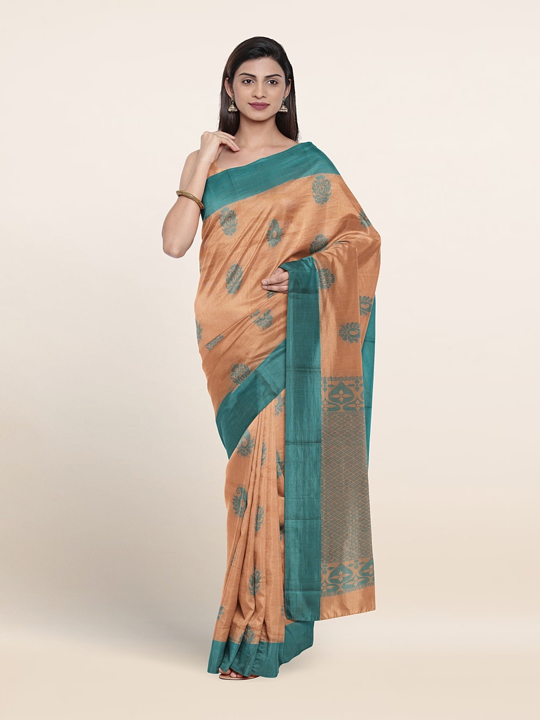

Pothys Ethnic Motifs Woven Design Pure Silk Saree, Peach