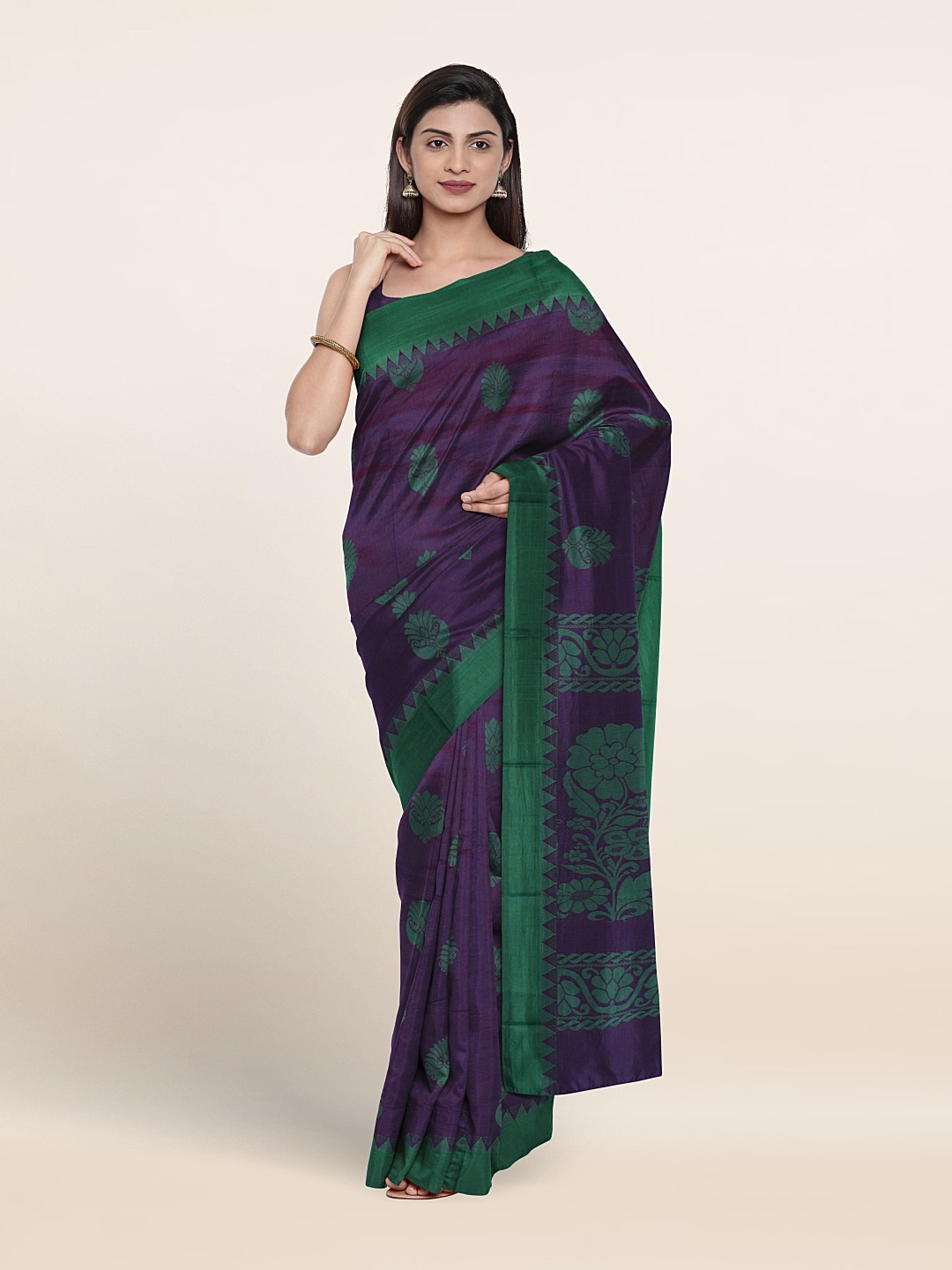 

Pothys Ethnic Motifs Woven Design Silk Cotton Saree, Violet