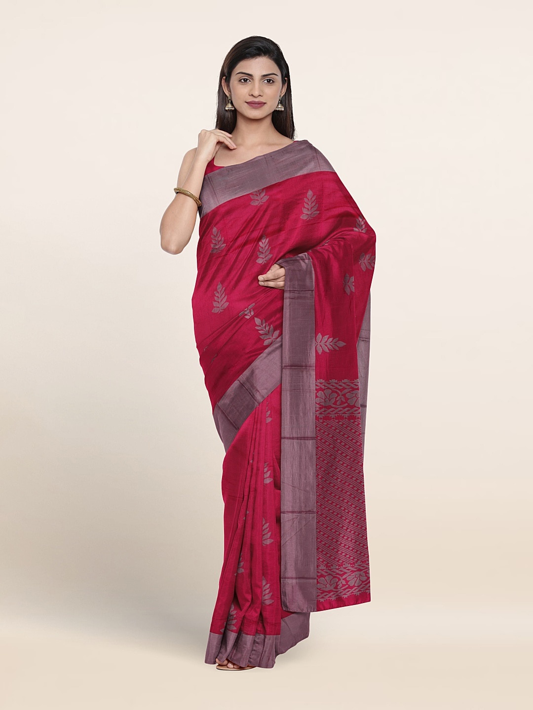

Pothys Ethnic Motifs Woven Design Silk Cotton Saree, Purple