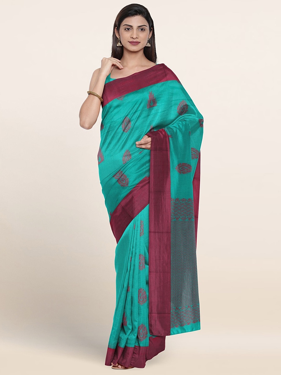 

Pothys Ethnic Motifs Woven Design Pure Silk Saree, Green