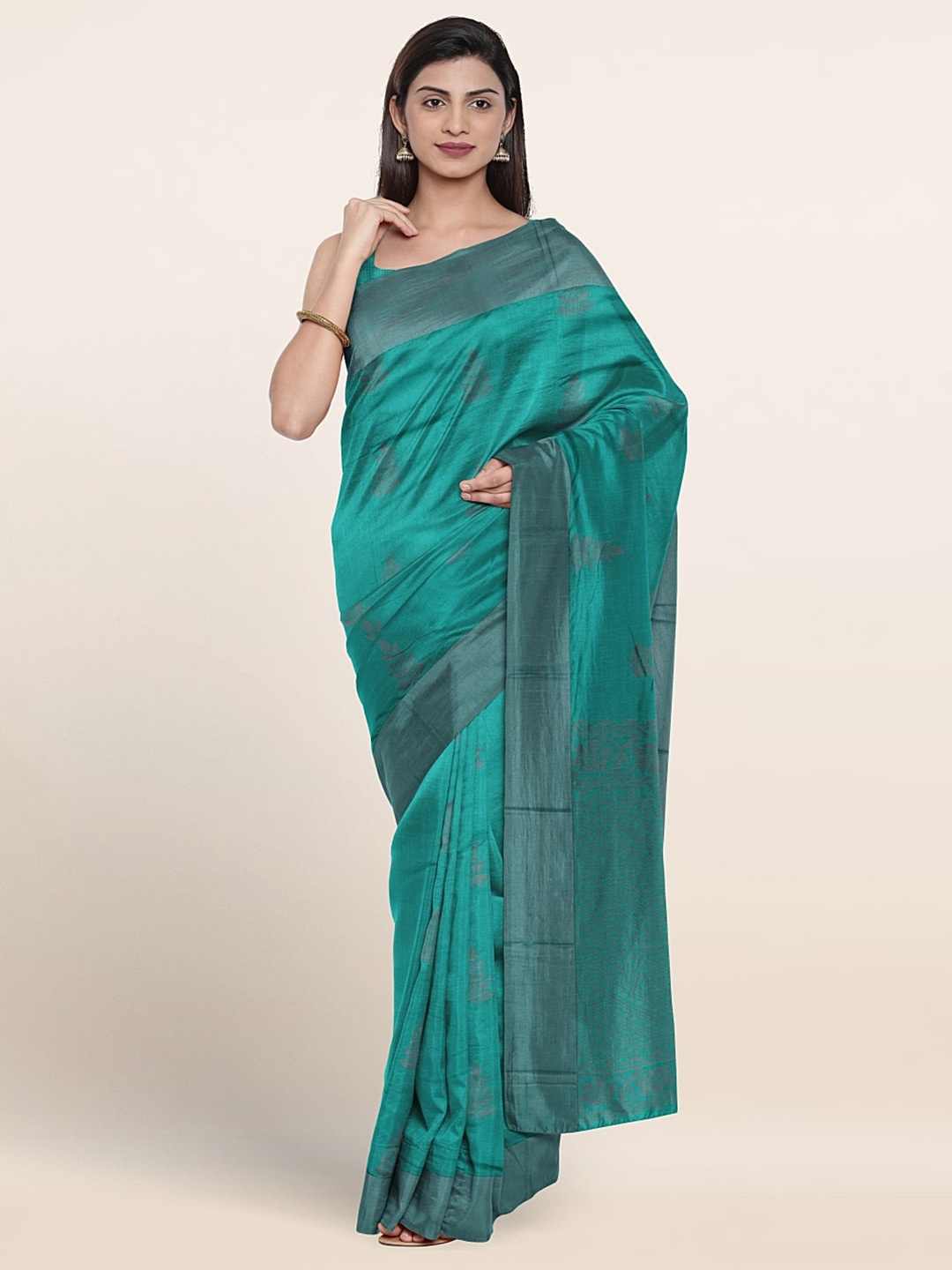 

Pothys Ethnic Motifs Woven Design Silk Cotton Saree, Green