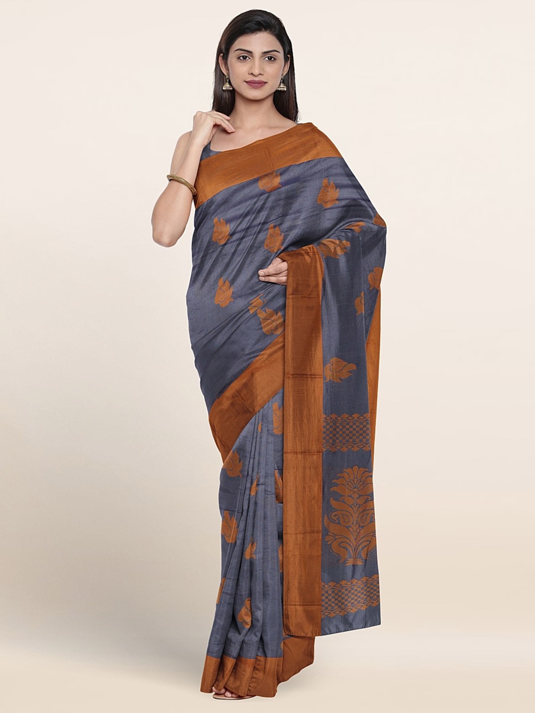 

Pothys Ethinic Motif Woven Design Pure Silk Saree, Grey