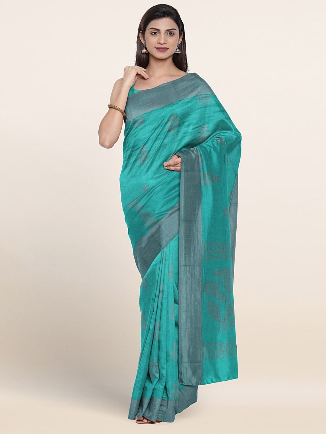

Pothys Ethnic Motifs Woven Design Silk Cotton Saree, Green