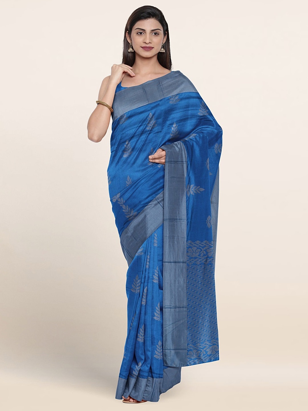 

Pothys Ethnic Motifs Woven Design Silk Cotton Saree, Blue