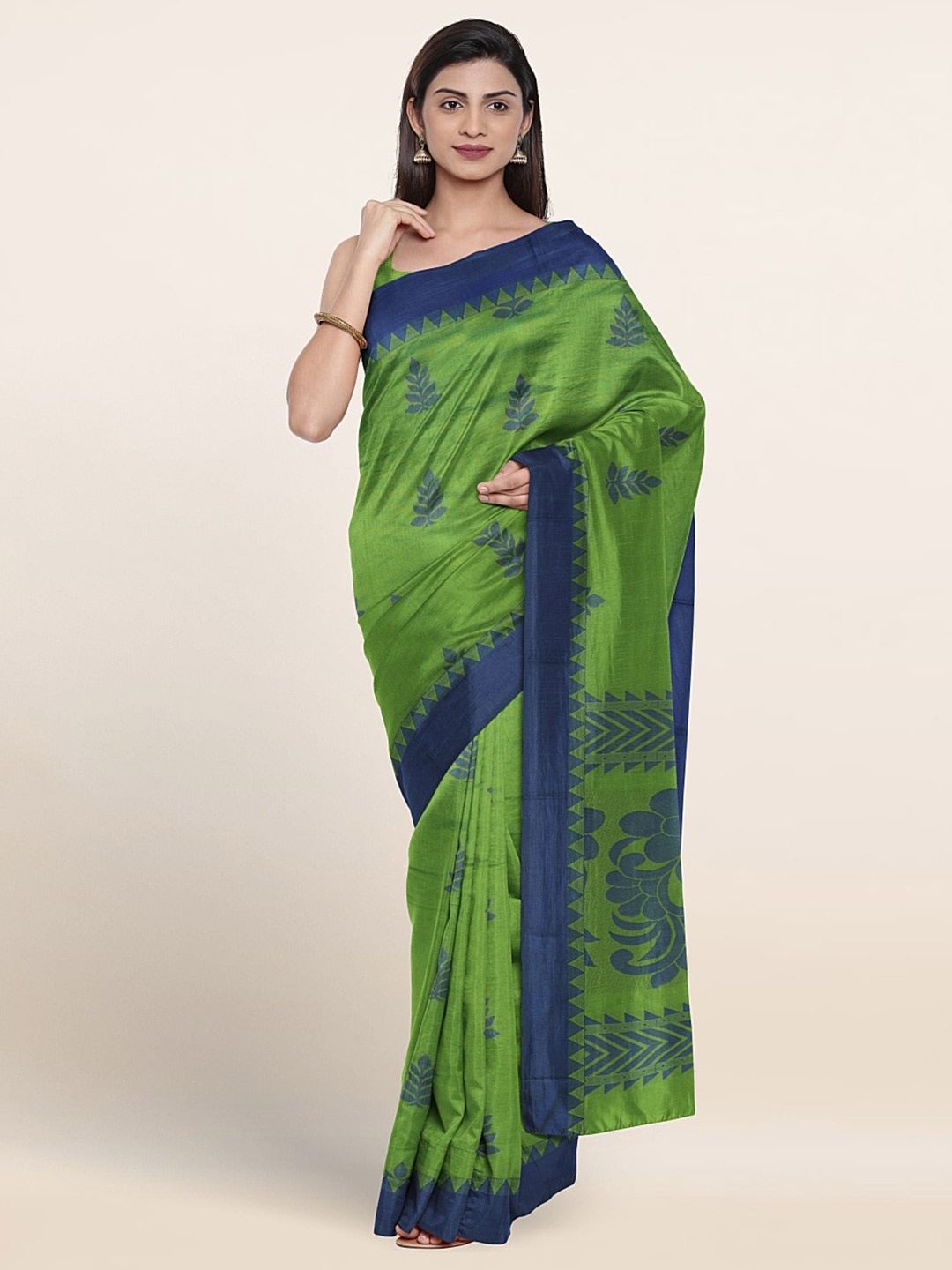 

Pothys Ethnic Motifs Woven Design Silk Cotton Saree, Green