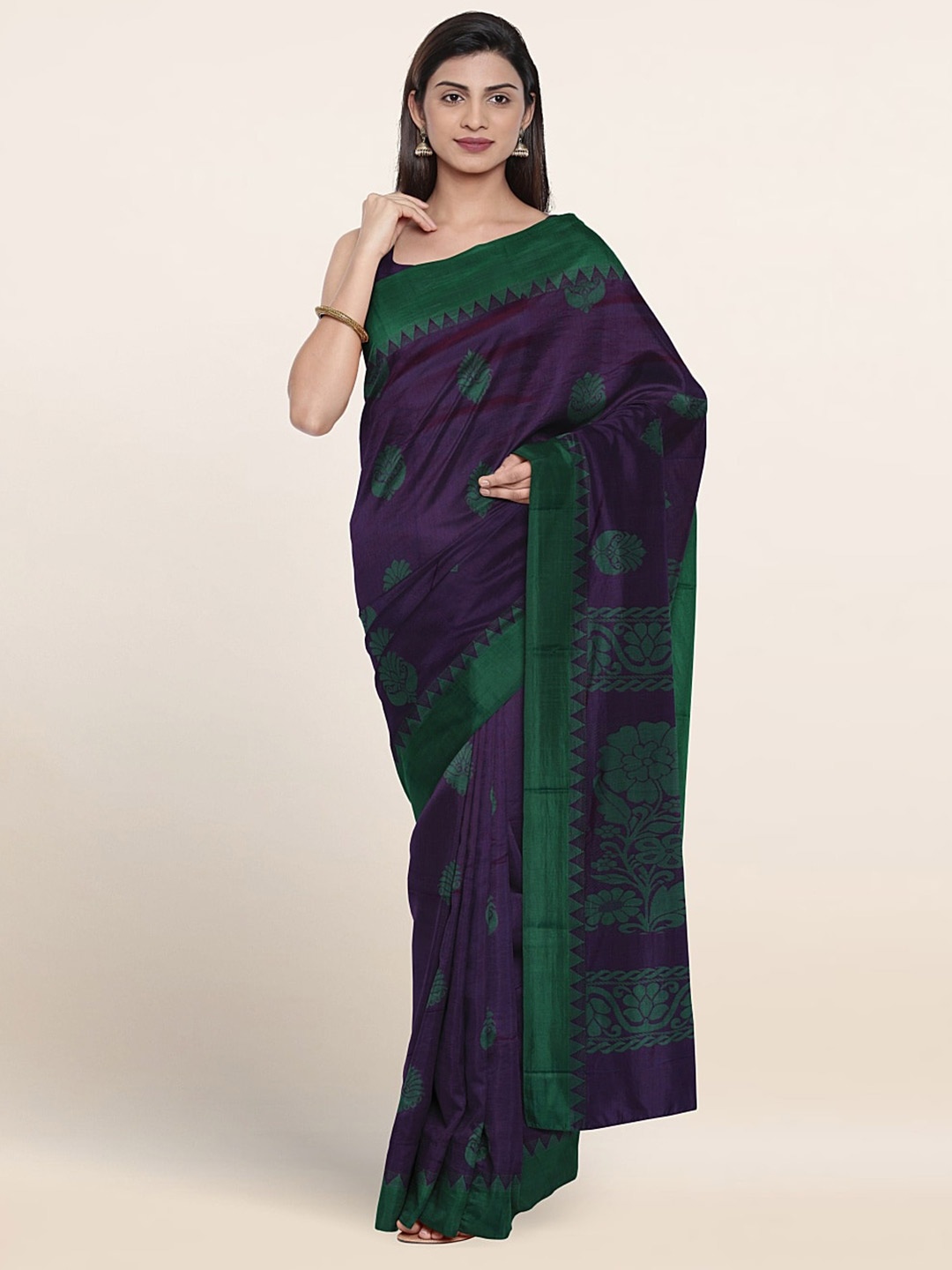 

Pothys Ethnic Motifs Woven Design Pure Silk Saree, Violet