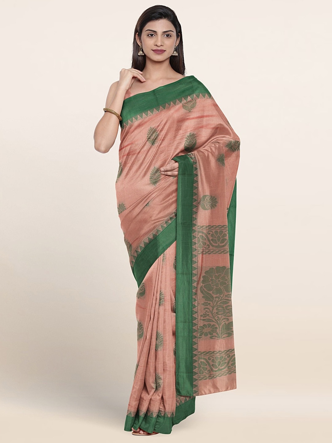 

Pothys Ethnic Motifs Woven Design Pure Silk Saree, Peach