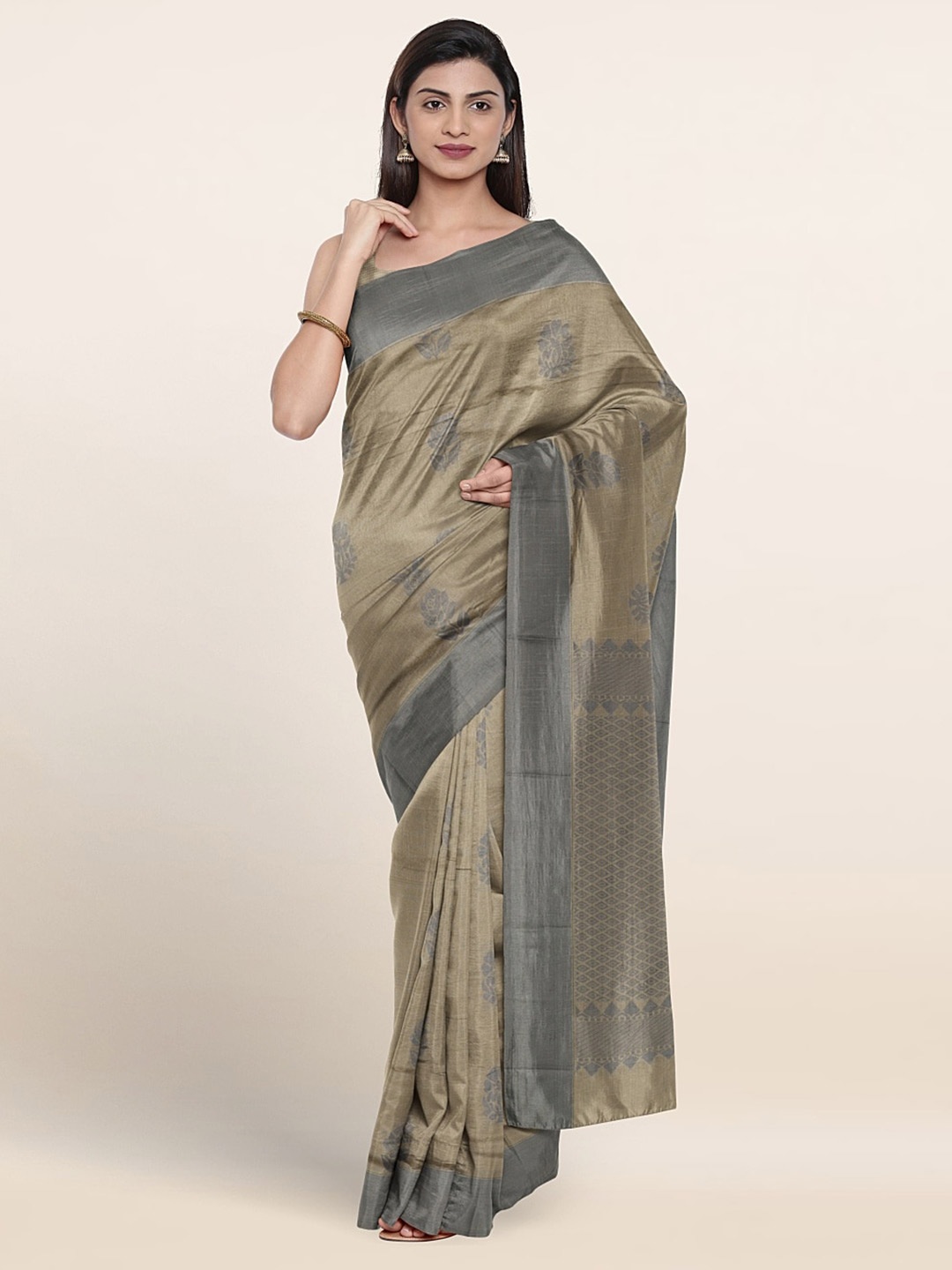 

Pothys Floral Woven Design Pure Silk Saree, Grey