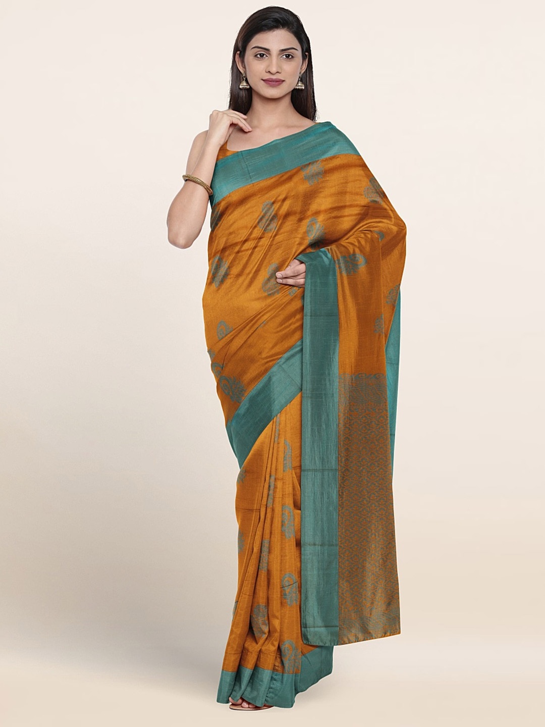 

Pothys Ethnic Motifs Woven Design Silk Cotton Saree, Mustard