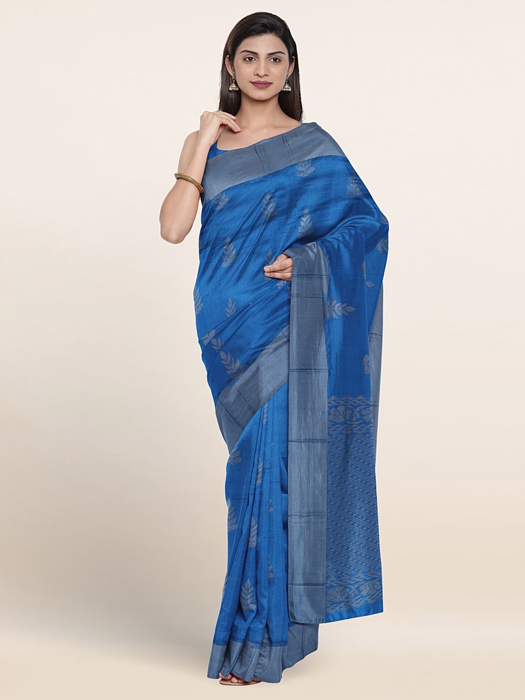 

Pothys Ethnic Motifs Woven Design Silk Cotton Saree, Blue