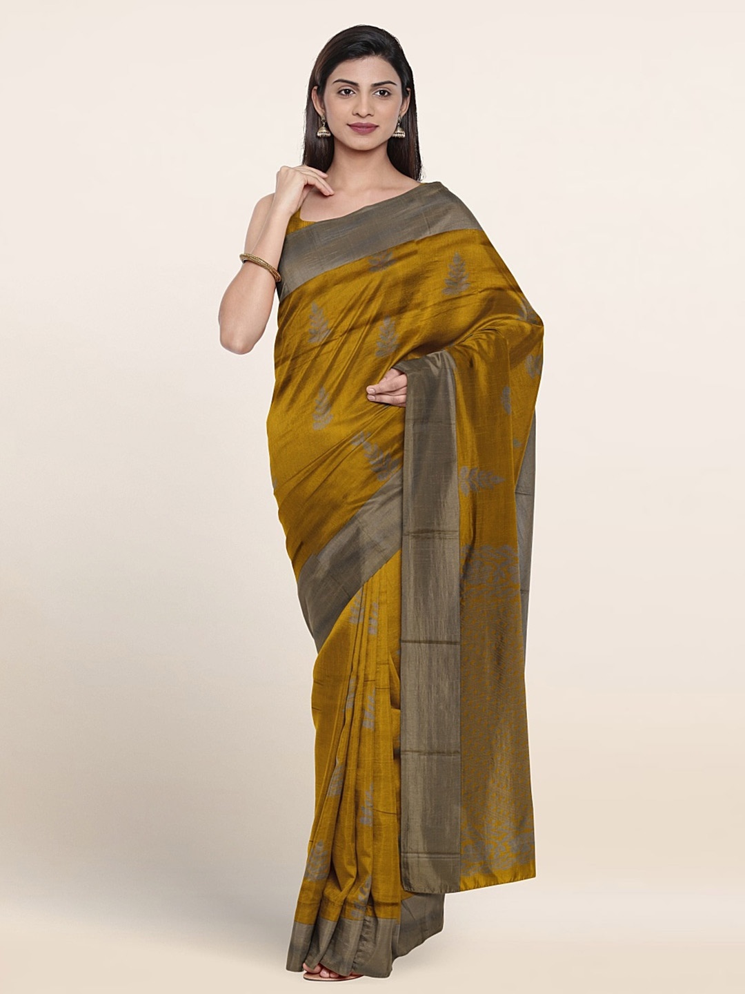

Pothys Ethnic Motifs Woven Design Silk Cotton Saree, Green