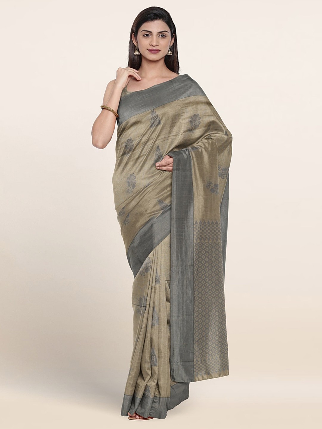 

Pothys Ethnic Motifs Woven Design Silk Cotton Saree, Grey