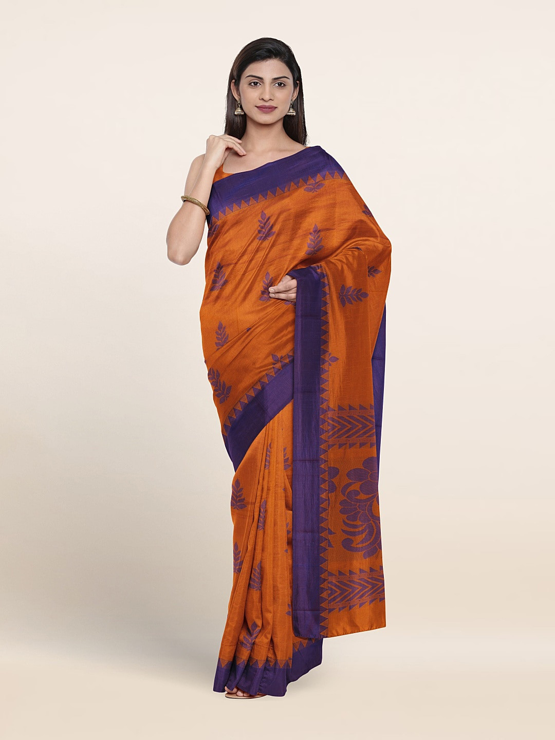 

Pothys Ethinic Motif Woven Design Pure Silk Saree, Orange