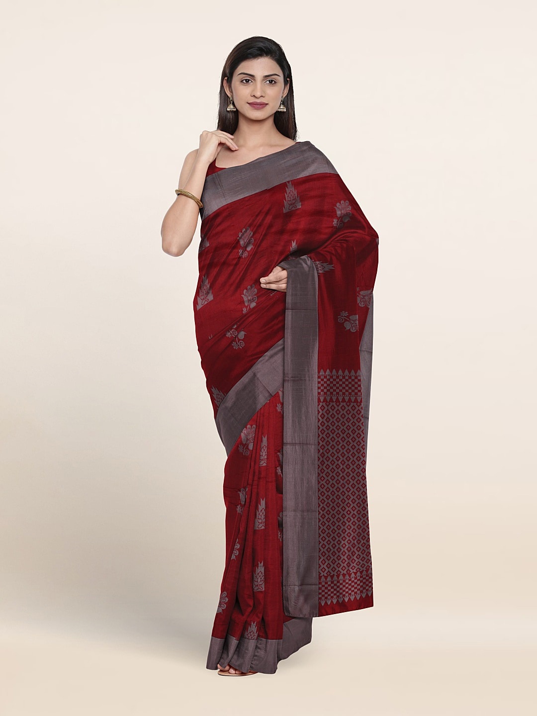 

Pothys Ethnic Motifs Woven Design Silk Cotton Saree, Maroon