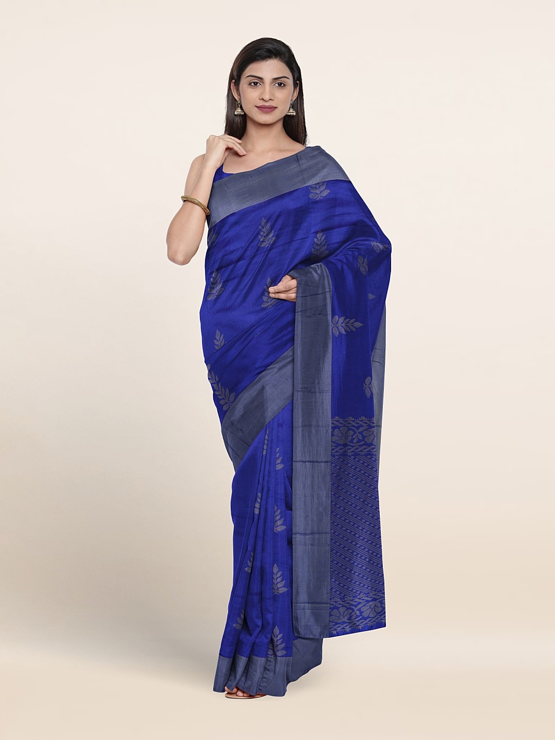 

Pothys Ethnic Motifs Woven Design Silk Cotton Saree, Blue