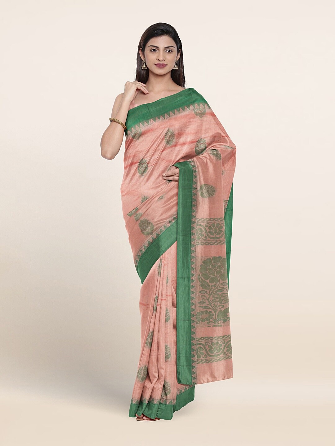 

Pothys Ethnic Motifs Woven Design Silk Cotton Saree, Peach